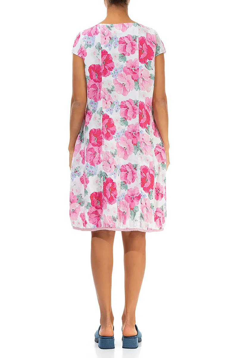 Recycle Glow Midi Balloon Peony Blossom Linen Dress