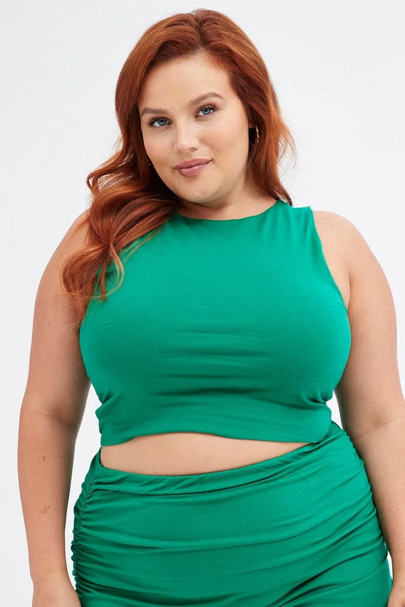 Green Tank Top Sleeveless Double Layer Jersey Ocean Fit LowMaintenanceFabric