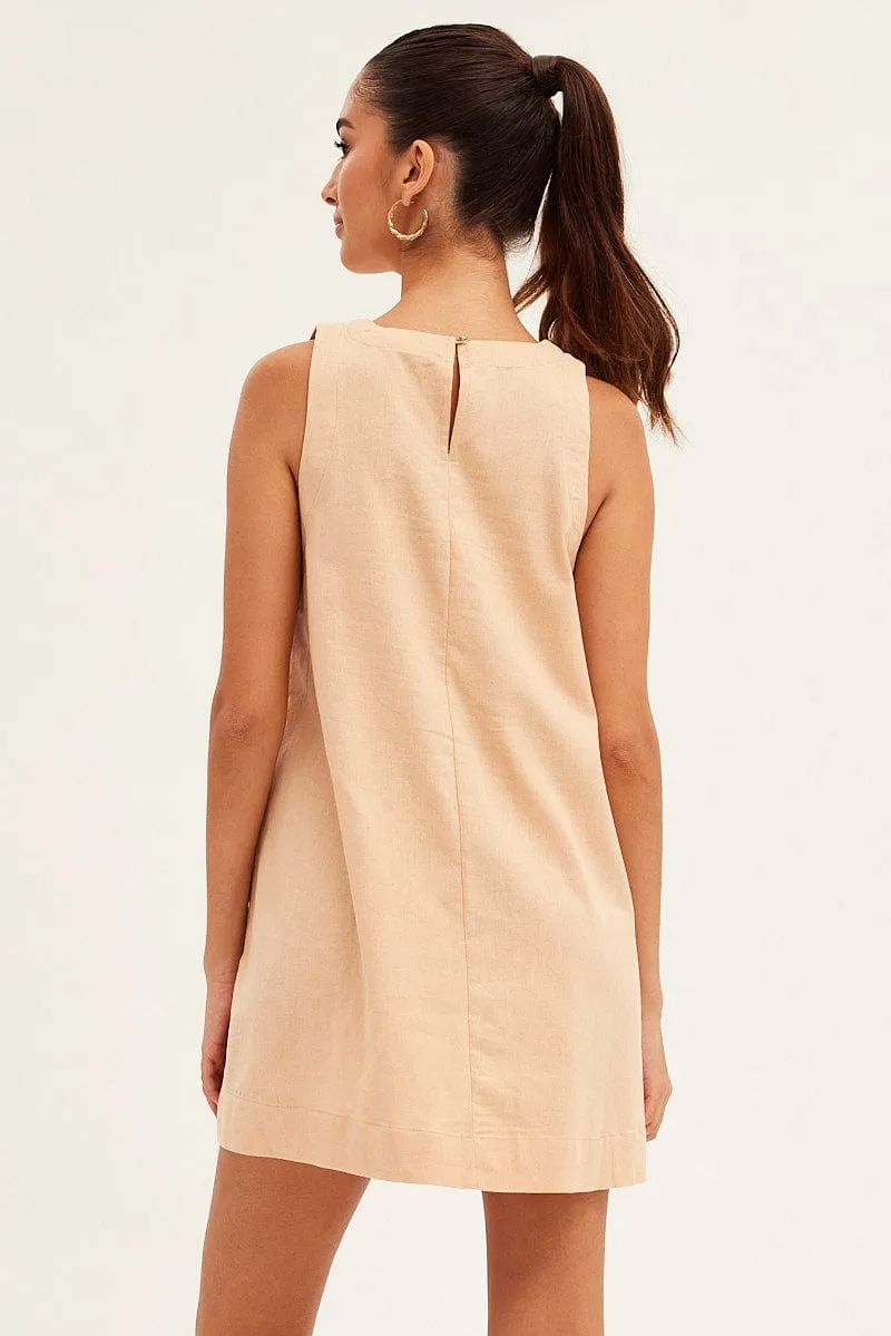 Muse Edge LowProfile Fasteners Beige Swing Dress Sleeveless