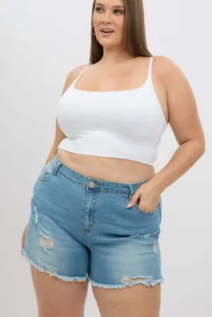 Denim Skinny Shorts High rise Formal Wear Comfy Wear