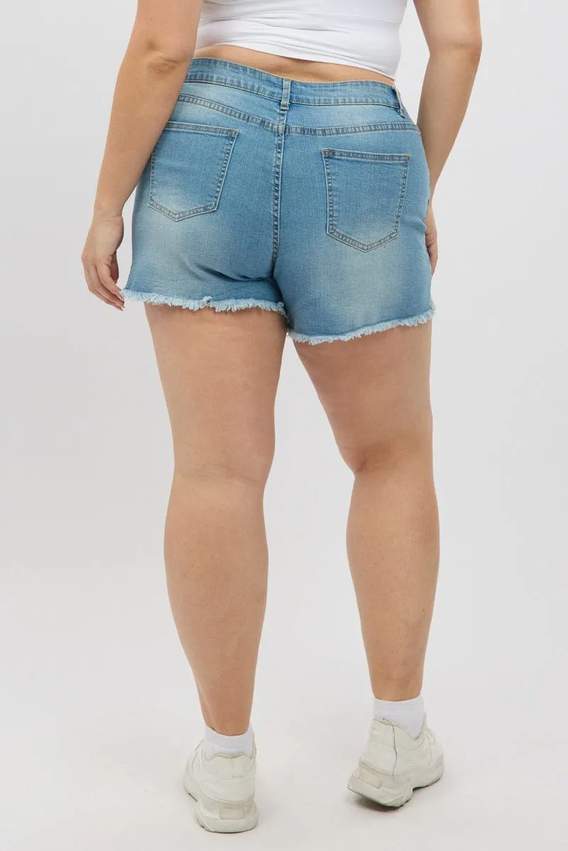 Denim Skinny Shorts High rise Elegant Layer Casual Look
