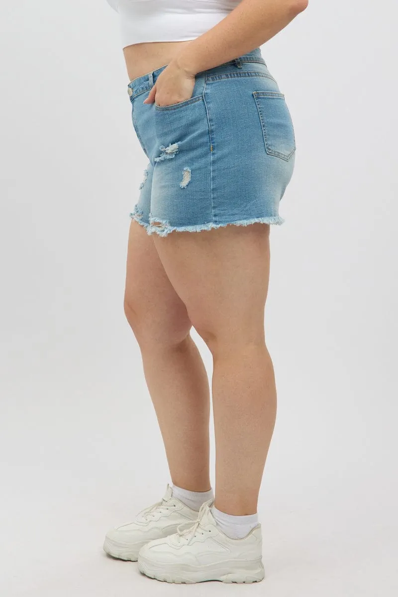 HighElasticity Fiber Denim Skinny Shorts High rise