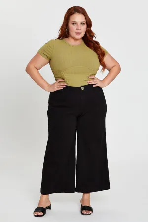 Black High Waist Stretch Wide Leg Pant Simple and Cozy