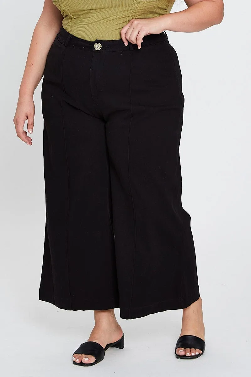 Black High Waist Stretch Wide Leg Pant Effortless Style