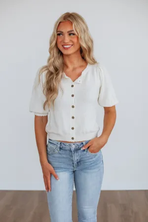 Neriah Cardigan Top - Cream Snuggle Fit
