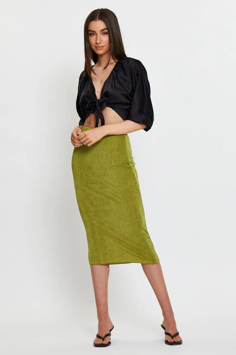 Quick Wear Sustainable Green Midi Skirt Bodycon