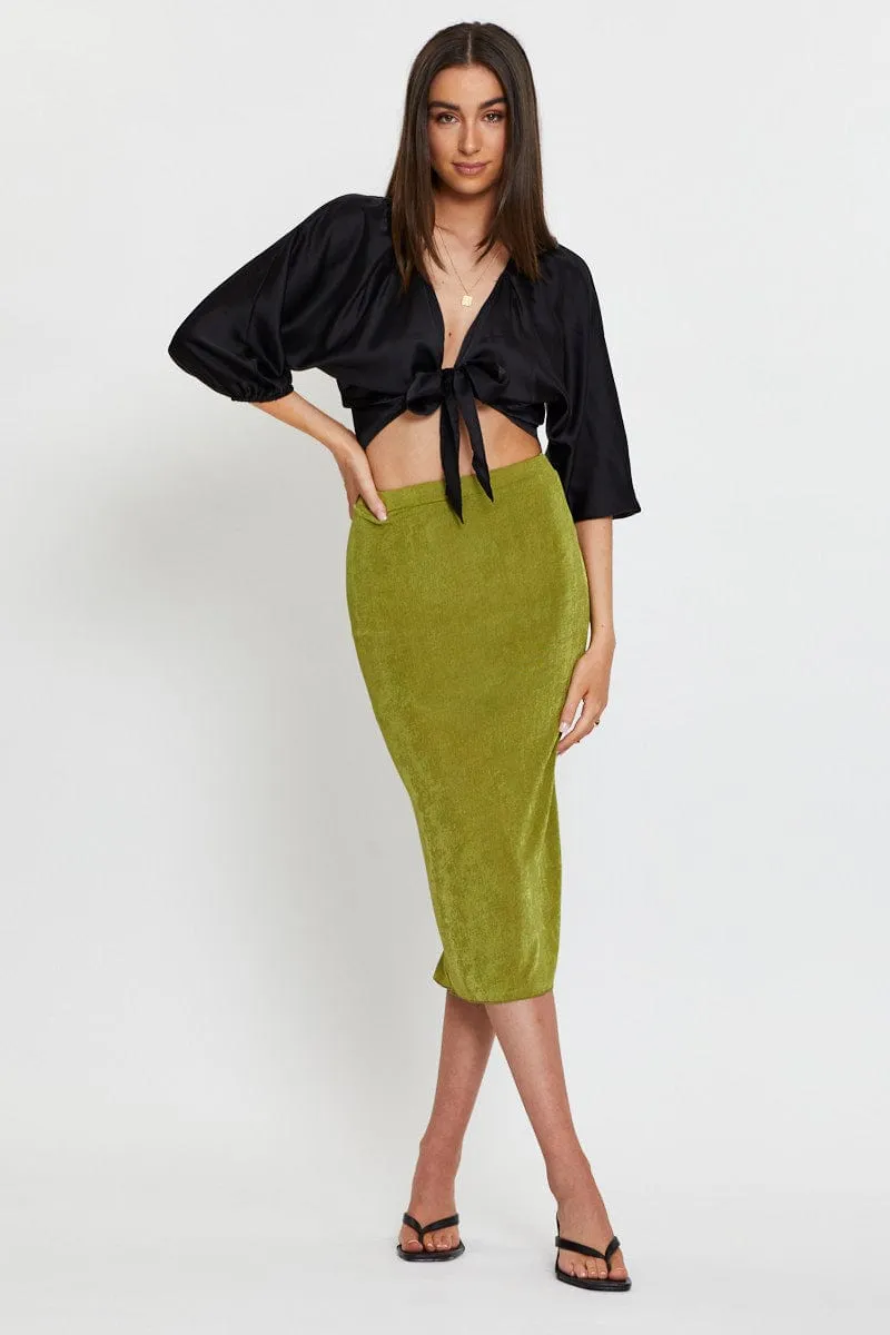 Green Midi Skirt Bodycon Minimal Vibes