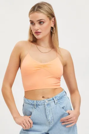 Ventilation Panels Winter Wear Brown Singlet Crop Top Seamless