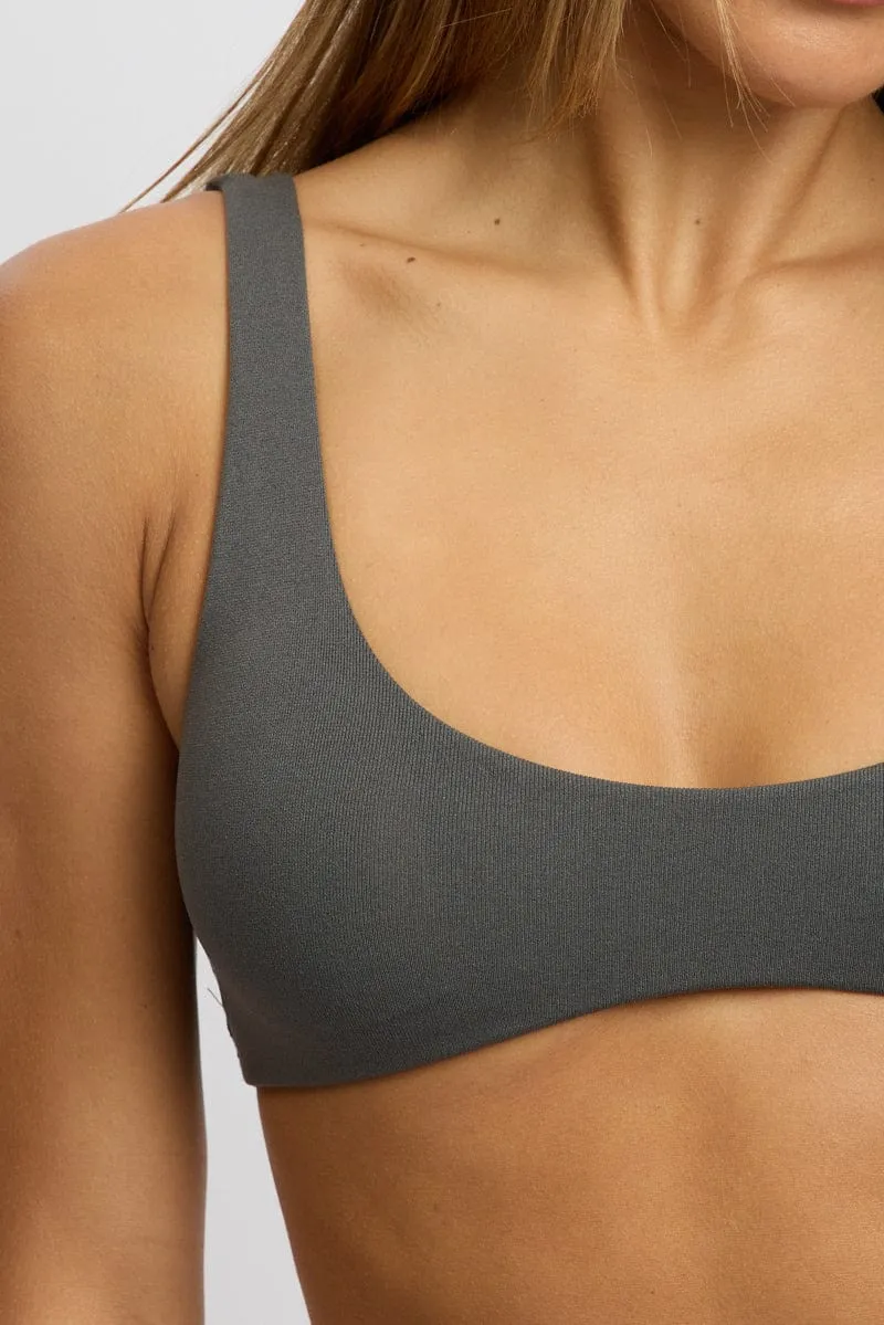 Grey Bralette Seamless Cropped FlexibleElasticity