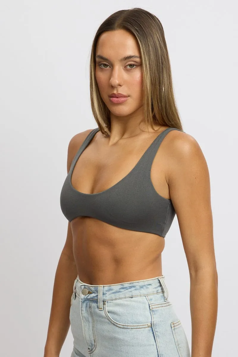 Grey Bralette Seamless Cropped Velvet Soul StainRepellentSurface