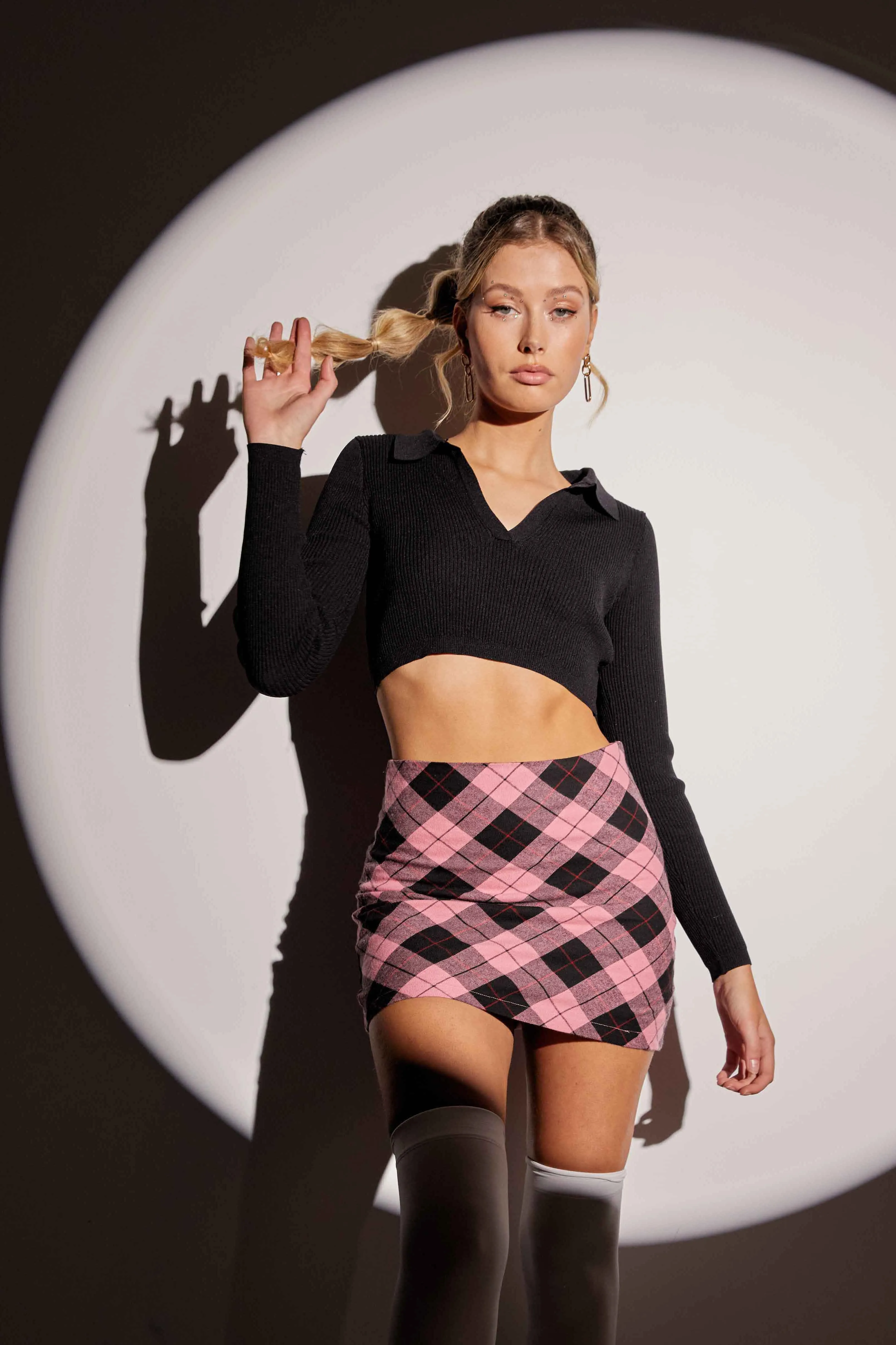 Check Mini Skirt High Rise Outfit Game