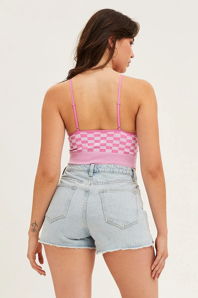 Check Tank Top Seamless Tailored Fit Bold Fashion