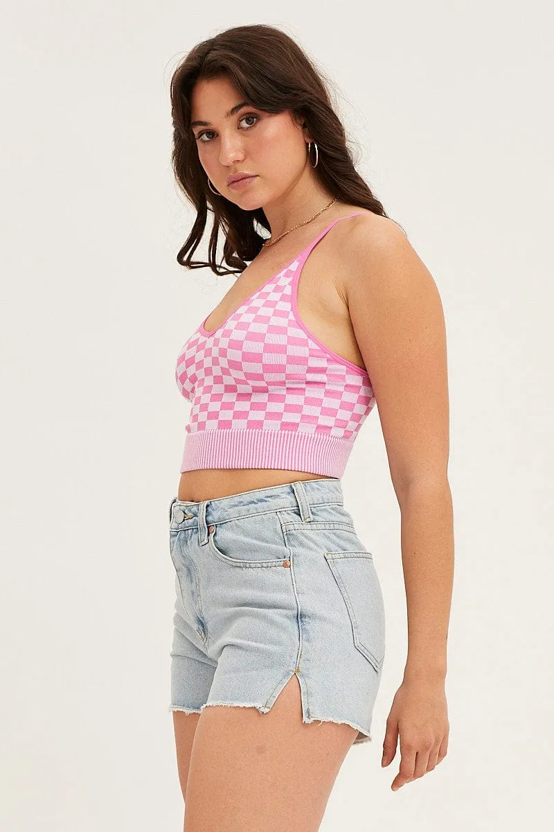 slim fit Check Tank Top Seamless