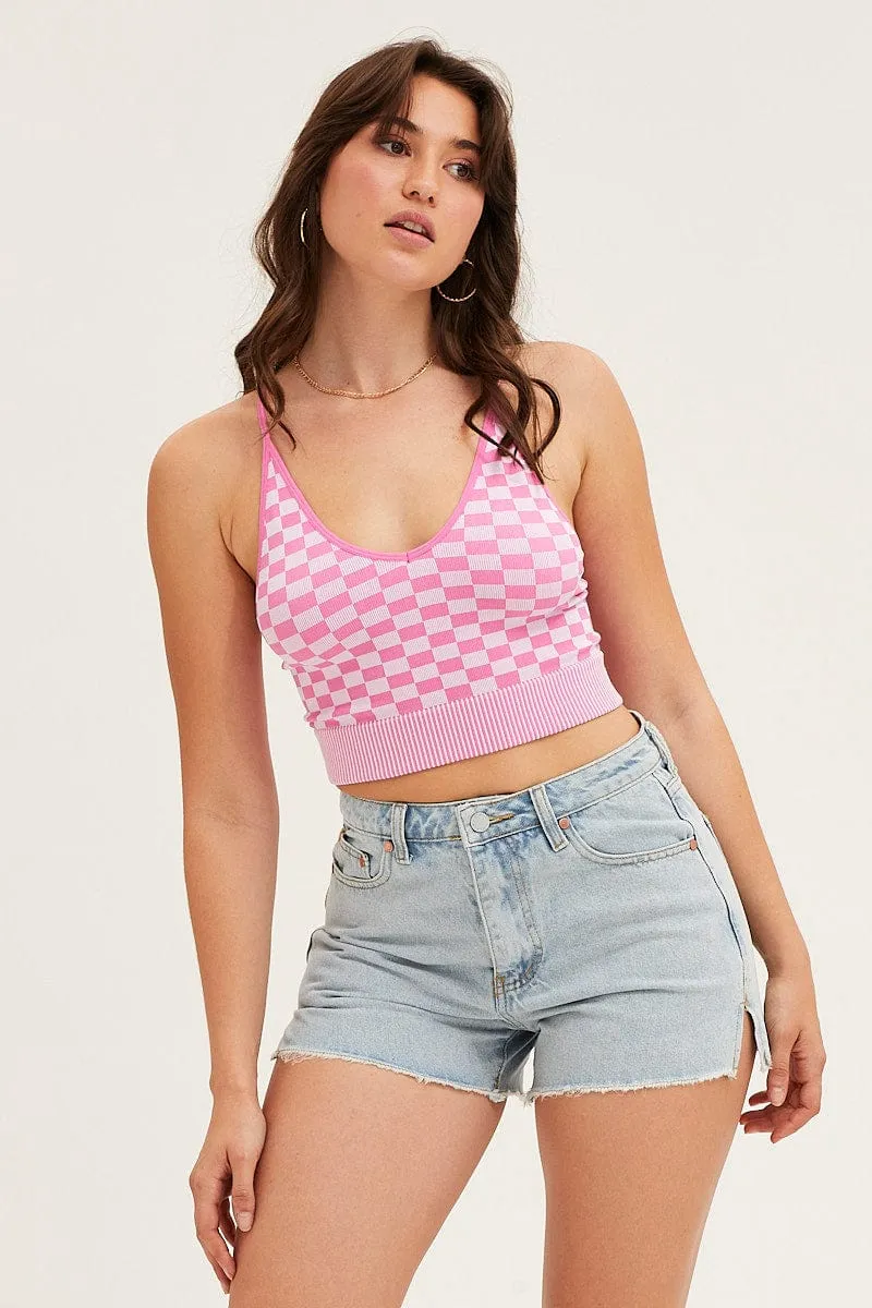 Check Tank Top Seamless Glitter Glow
