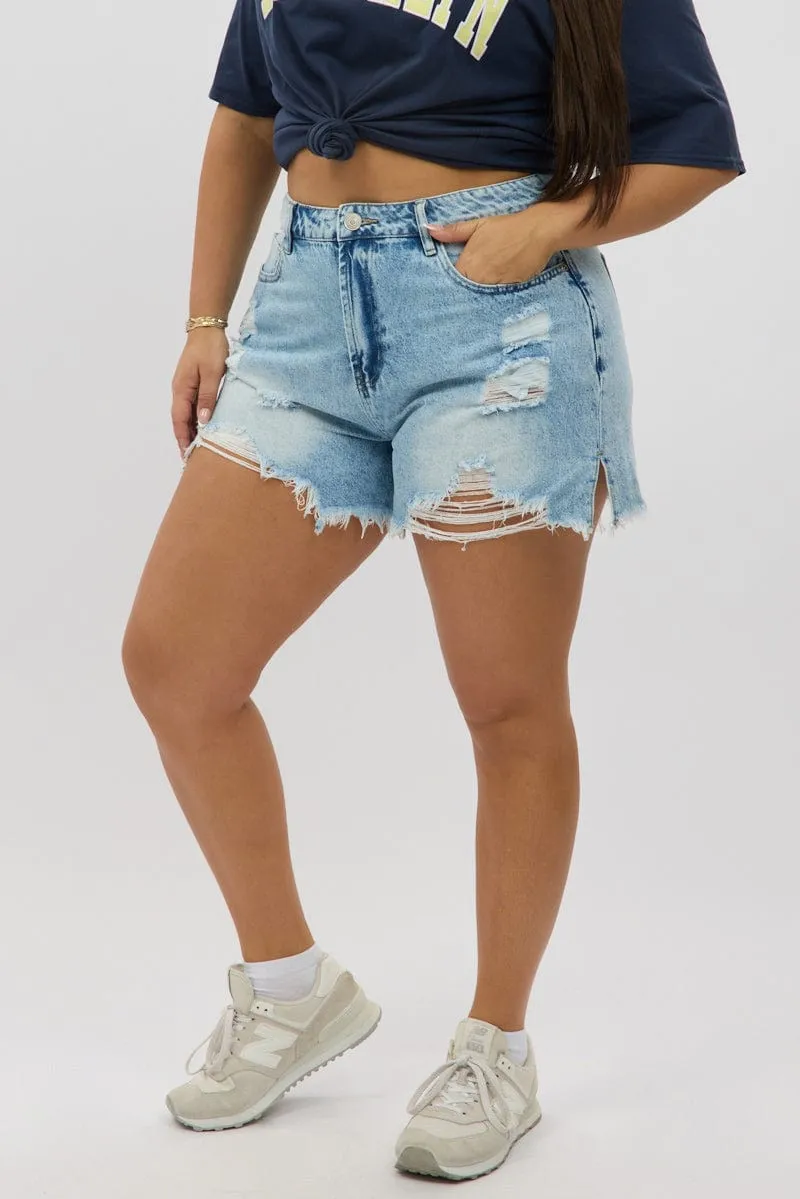 Chic Edge Denim Relaxed Shorts High Rise