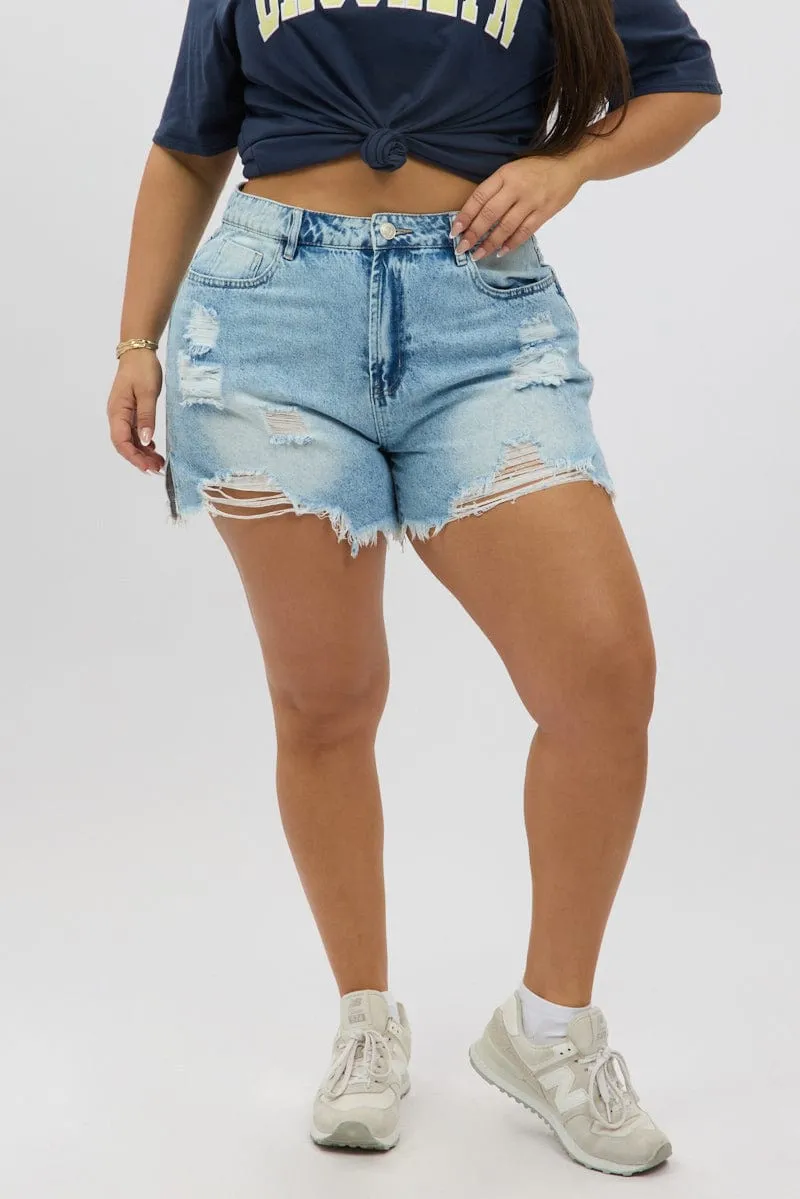 AntimicrobialCoating Romance Fit Denim Relaxed Shorts High Rise