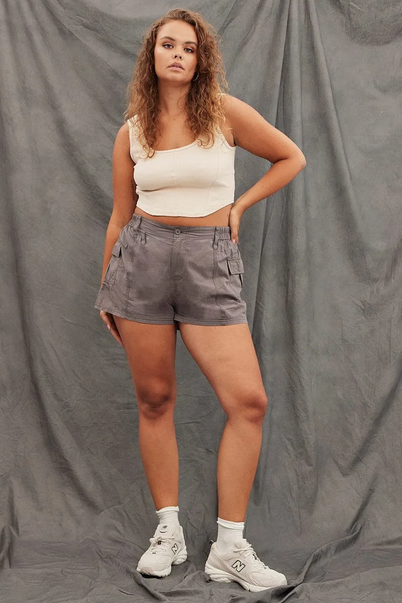 Timeless Look AntiStatic Cloth Beige Corset Top Sleeveless Scoop Neck