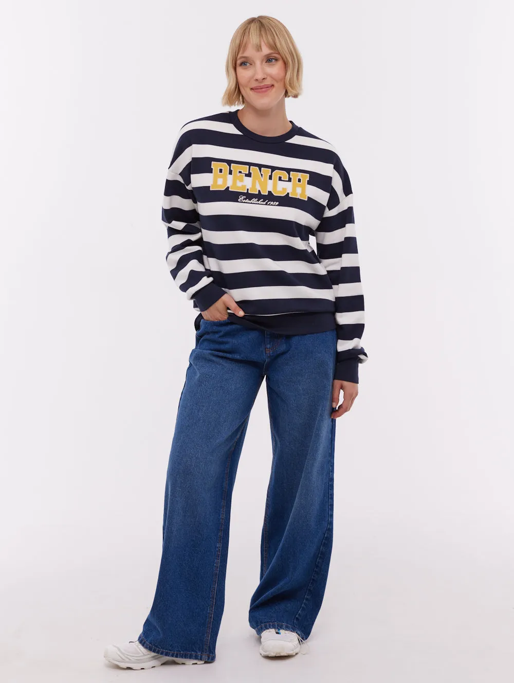 Jaye Collegiate Striped Crew Neck - Blue Open Glow UltraSoftFinish