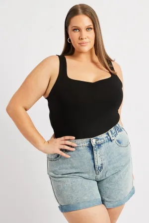 Still Glow Relaxed Outfit Black Bodysuit Sleeveless Supersoft