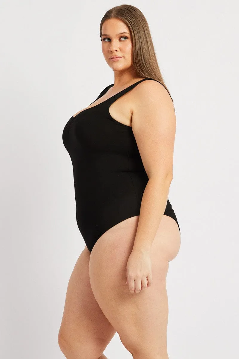 Practical Shorts casual top Black Bodysuit Sleeveless Supersoft