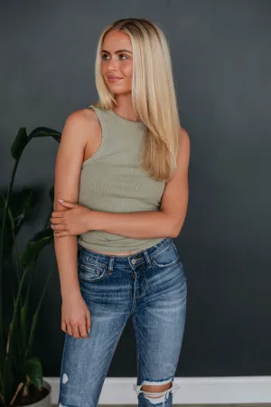 Gusseted Underarms Dynamic Fit System Lou Ribbed Tank - Sage