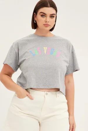 NonIronTechnology Everyday Wearable Grey Graphic T-shirt Short Sleeve Rainbow Las Vegas