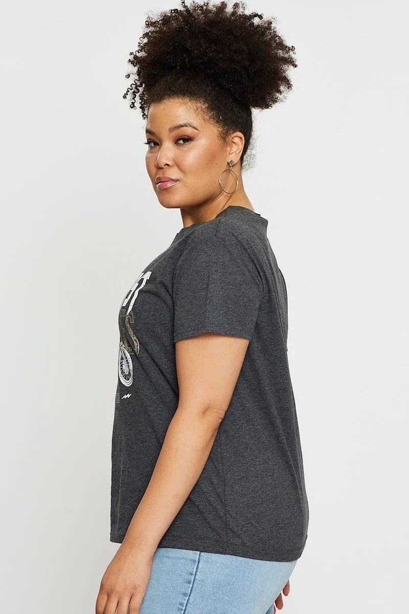 Soft & Smooth Modern Twist Grey Graphic T-shirt West Coast Short Sleeve Cotton