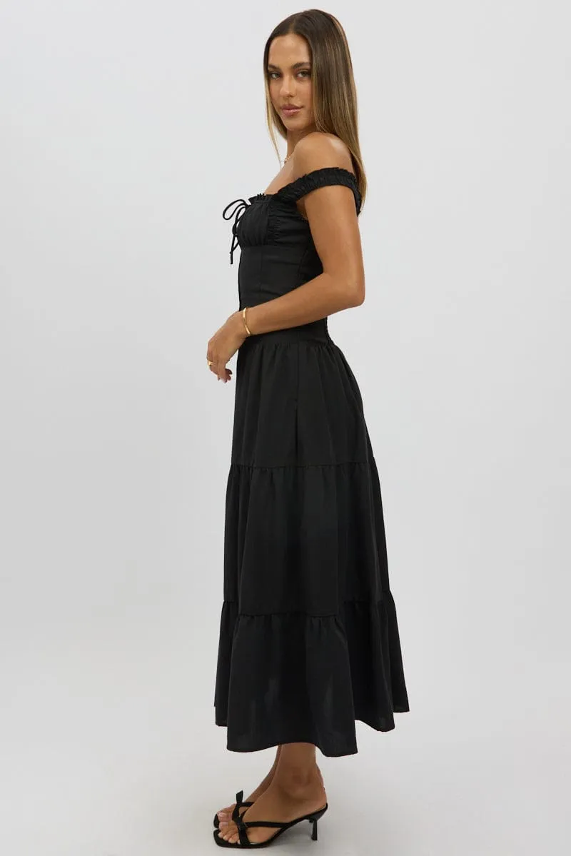 Meadow Air Rainbow Arch Black Maxi Dress Drop Waist