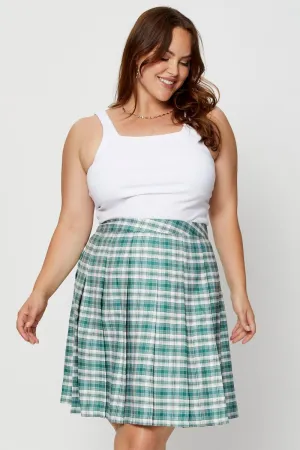 Elegant Texture Sheer Overlay Check Mini Tennis Skirt Pleated