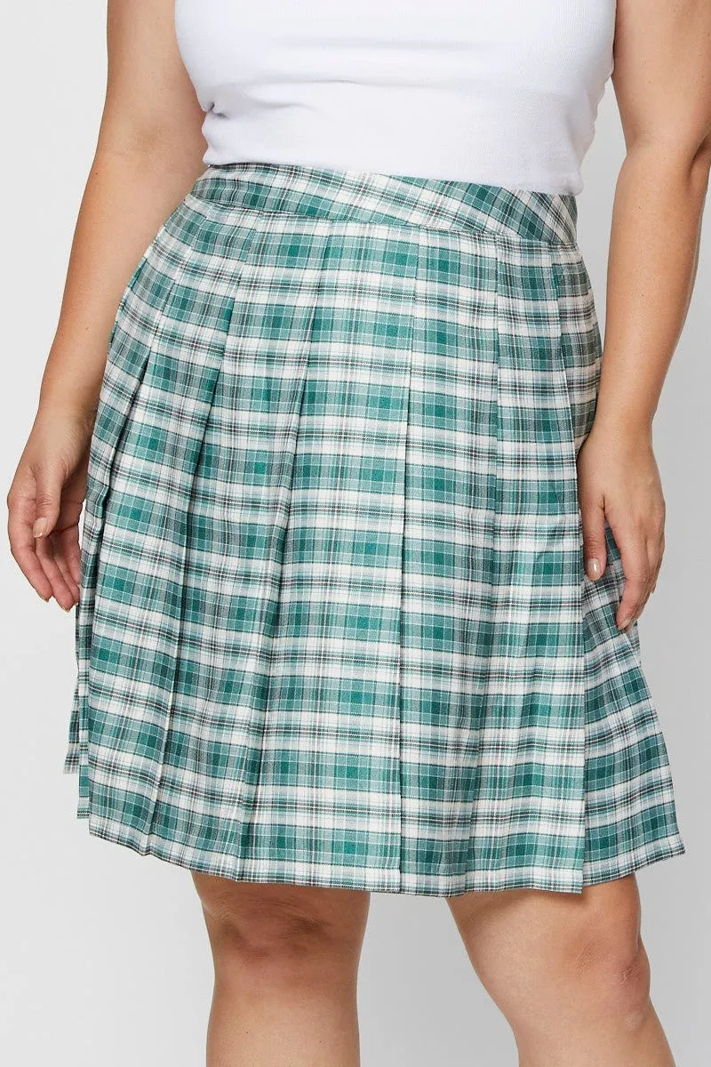 Subtle Shimmer Check Mini Tennis Skirt Pleated