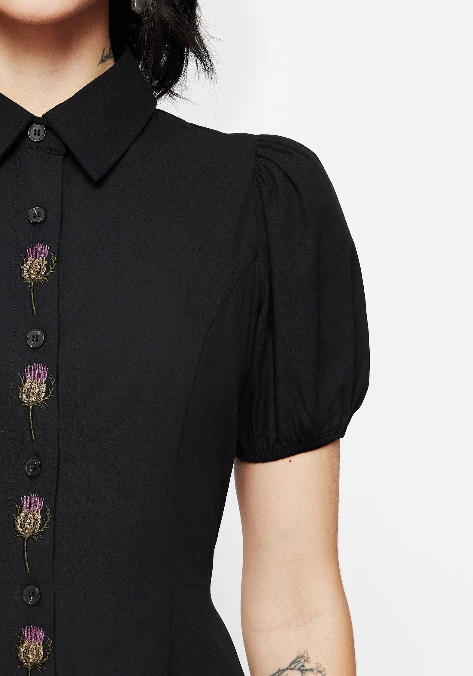 Day-to-night midi gown Despair Cotton Thistle Embroidered Button Up Midaxi Dress