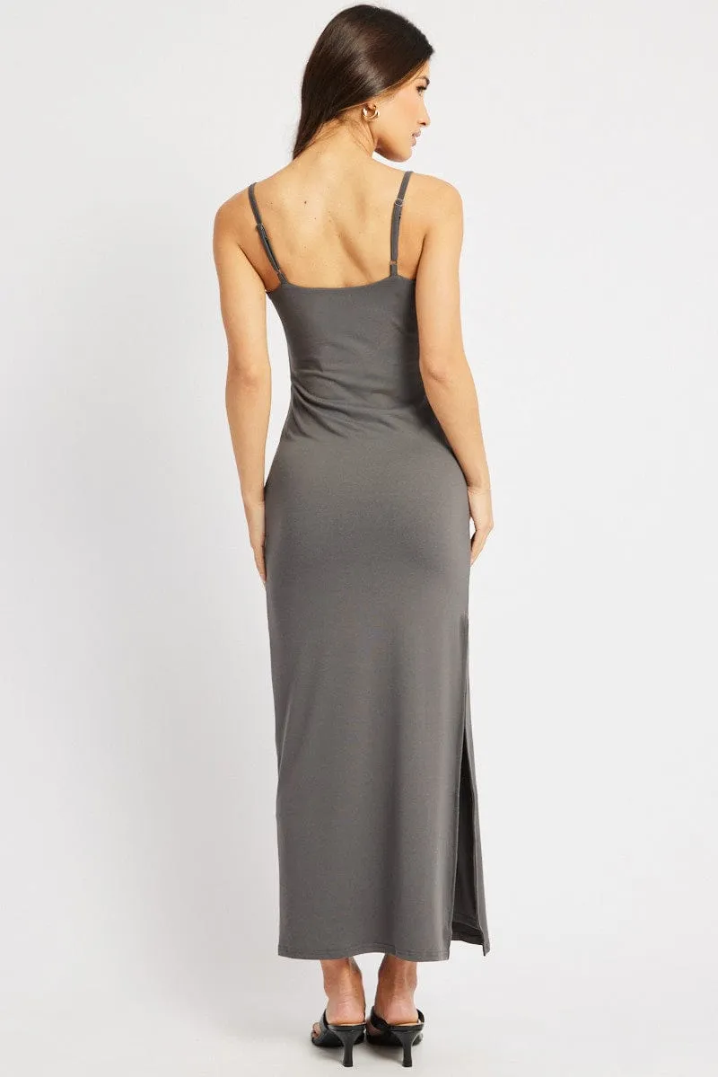 Creek View Global Soul Grey Bodycon Dress Maxi Supersoft