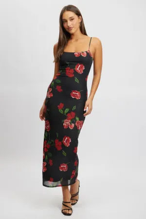 Black Floral Bodycon Dress Maxi Mesh The flowing design of this dress ensures freedom of movement while looking sophisticated