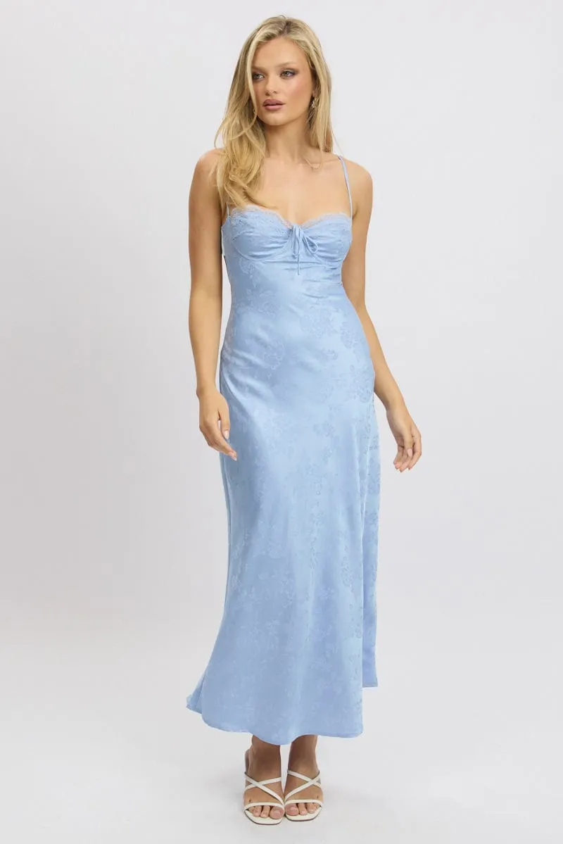 Fashionable bohemian maxi With its sophisticated design this dress will always remain a classic wardrobe piece Blue Maxi Dress Back Tie Satin