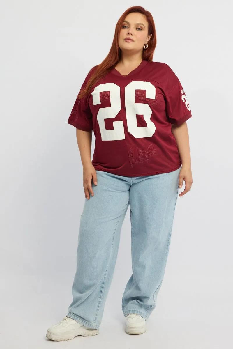 Red Graphic T-shirt Short Sleeve Collared Neck loose but not baggy Airflow Ventilation System