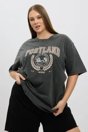Breathable Mesh Panels Grey Graphic T Shirt Short Sleeve Crew Neck