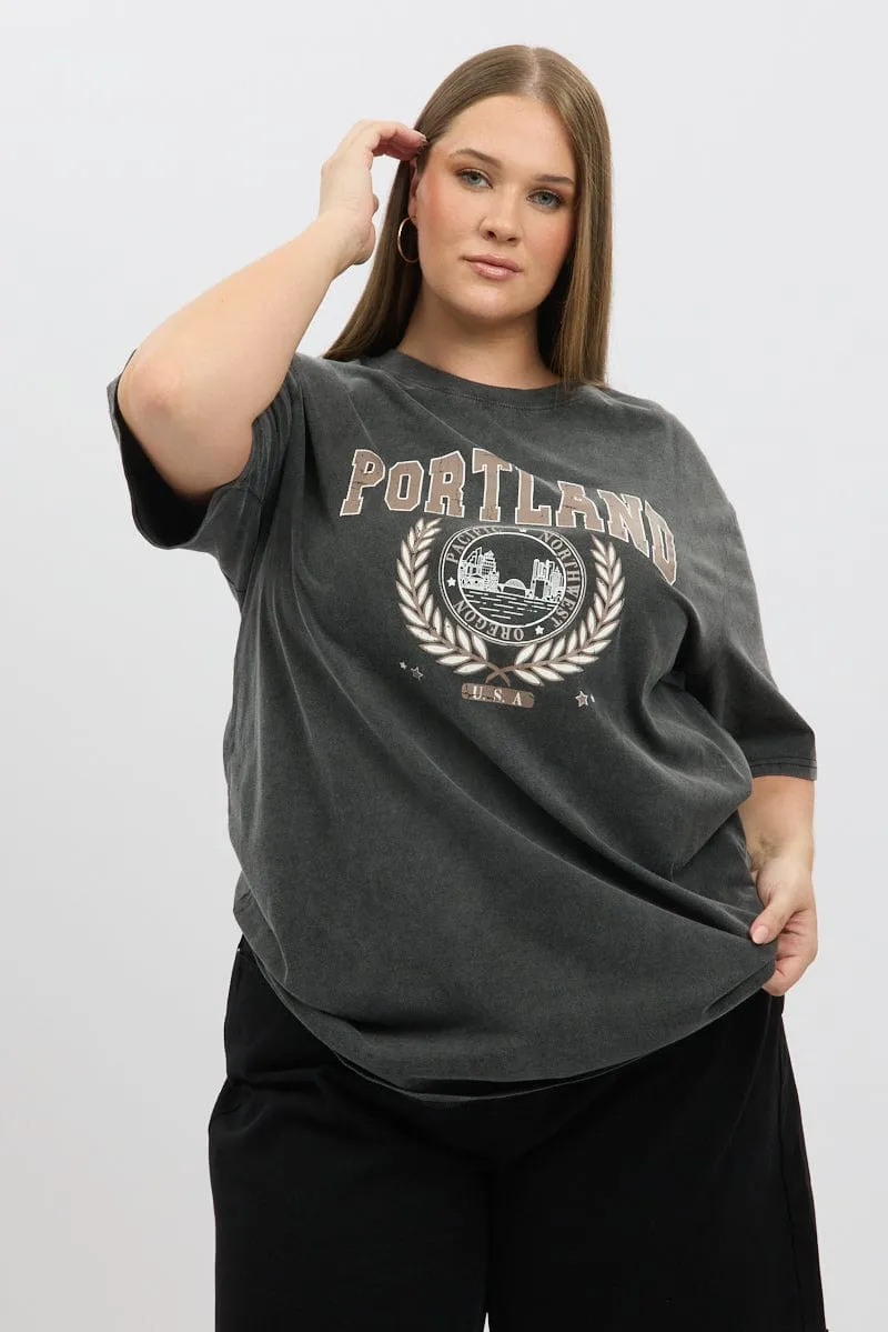 OdorResistantTechnology Grey Graphic T Shirt Short Sleeve Crew Neck