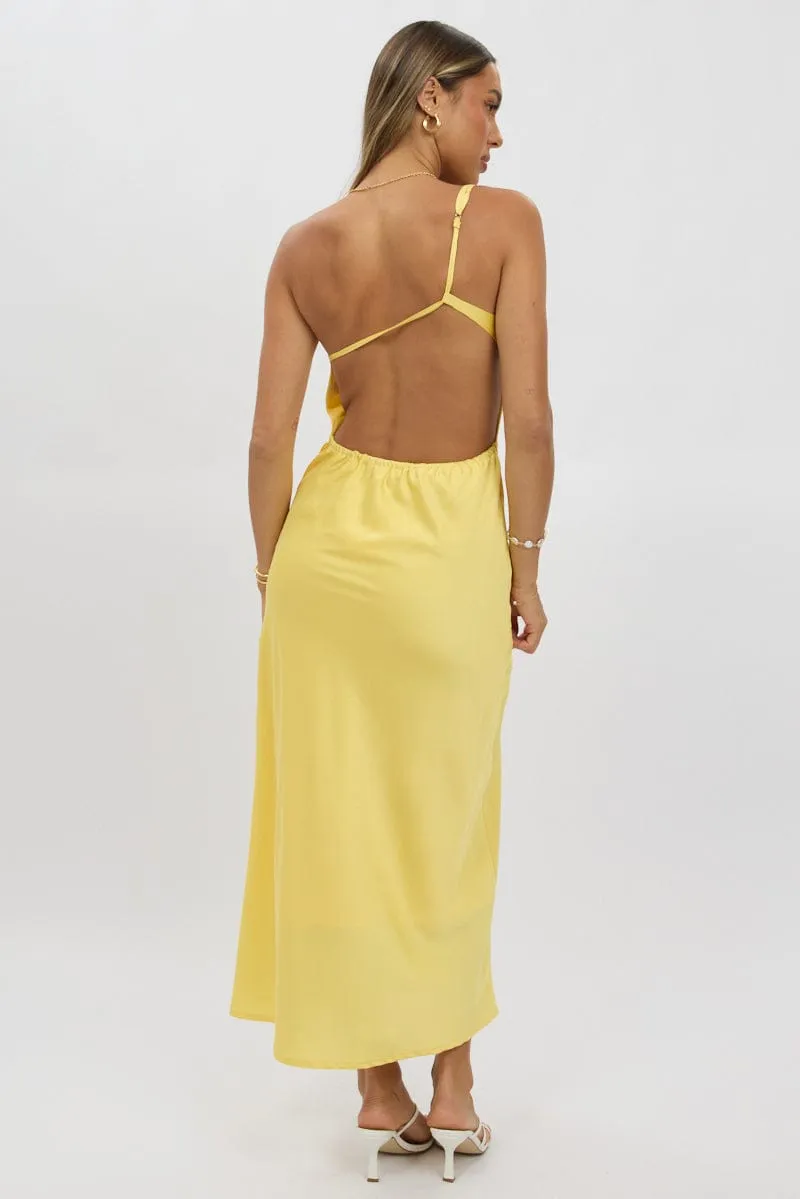 This dress is designed to highlight your natural figure while providing ultimate comfort Morning Glow Yellow One Shoulder Dress Satin