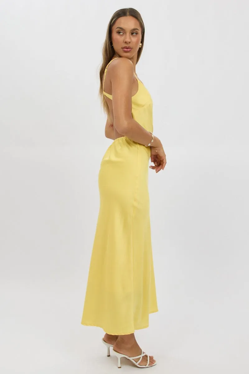 Petal Path This dress offers both style and practicality ensuring you always look your best Yellow One Shoulder Dress Satin