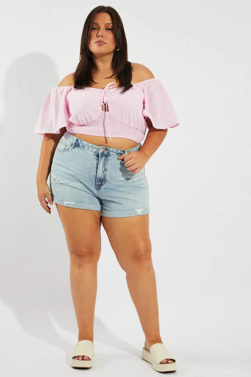 Jump Core Denim Relaxed Shorts Mid Rise