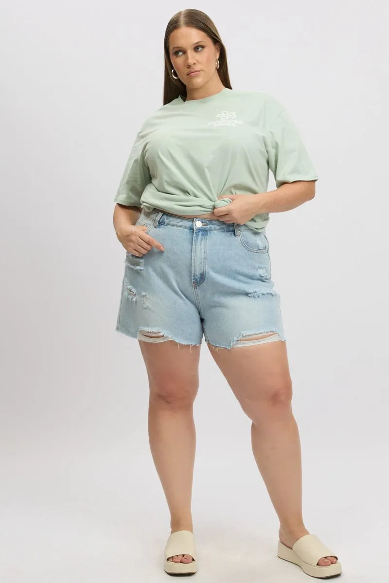 Denim Relaxed Shorts High Rise Flash Look