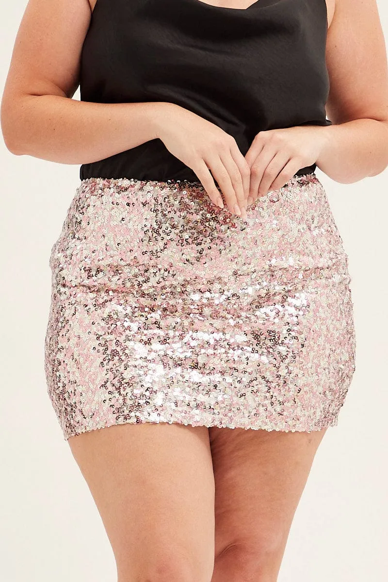 Gold Sequin Mini Skirt Scalloped Edge Gentle Vibe