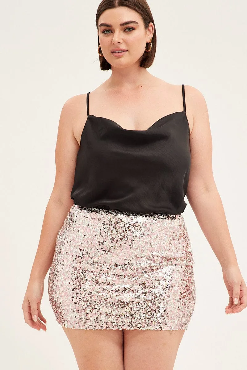 Gold Sequin Mini Skirt Travel Ready Low Rise
