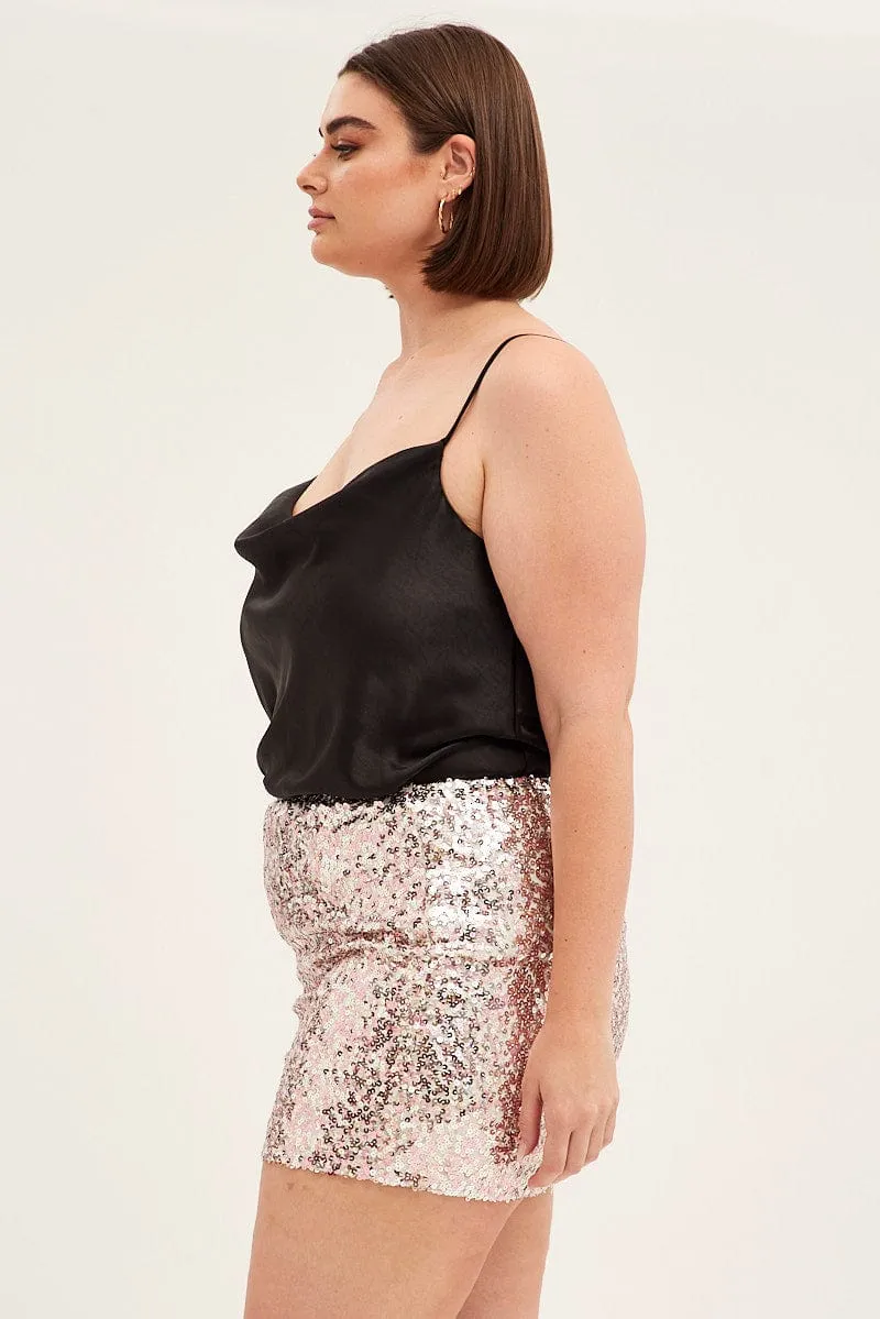Gold Sequin Mini Skirt Comfort First