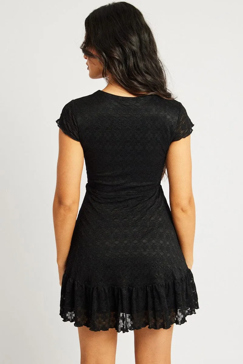 Urban Style Shine Light Black Mini Dress Lace