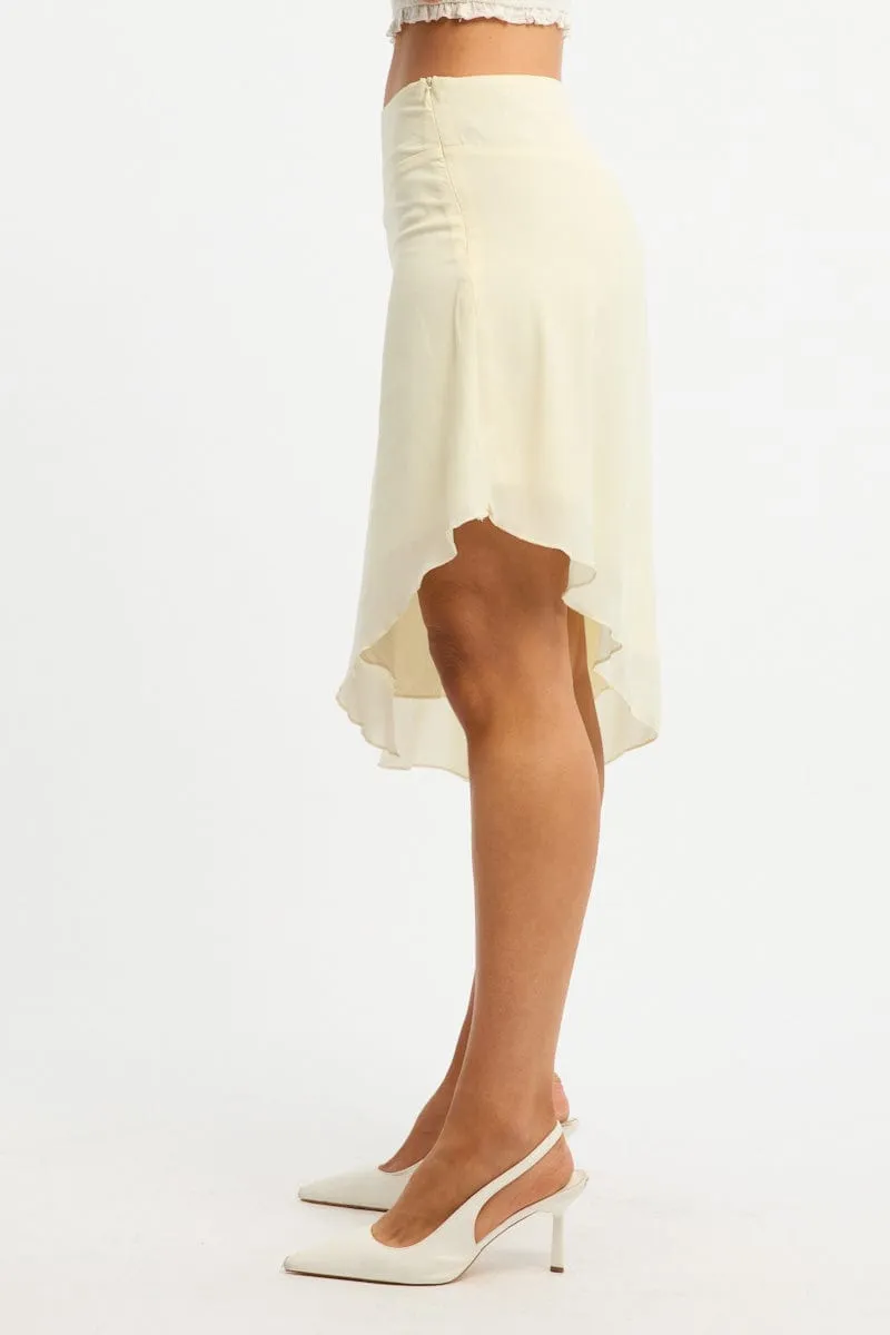Yellow Scarf Hem Skirt Midi Asymmetric High Street Chic Dance Practice
