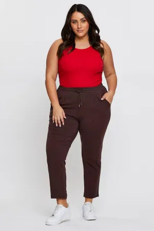 Brown Track Pants Mid Rise Drawstring On The Go