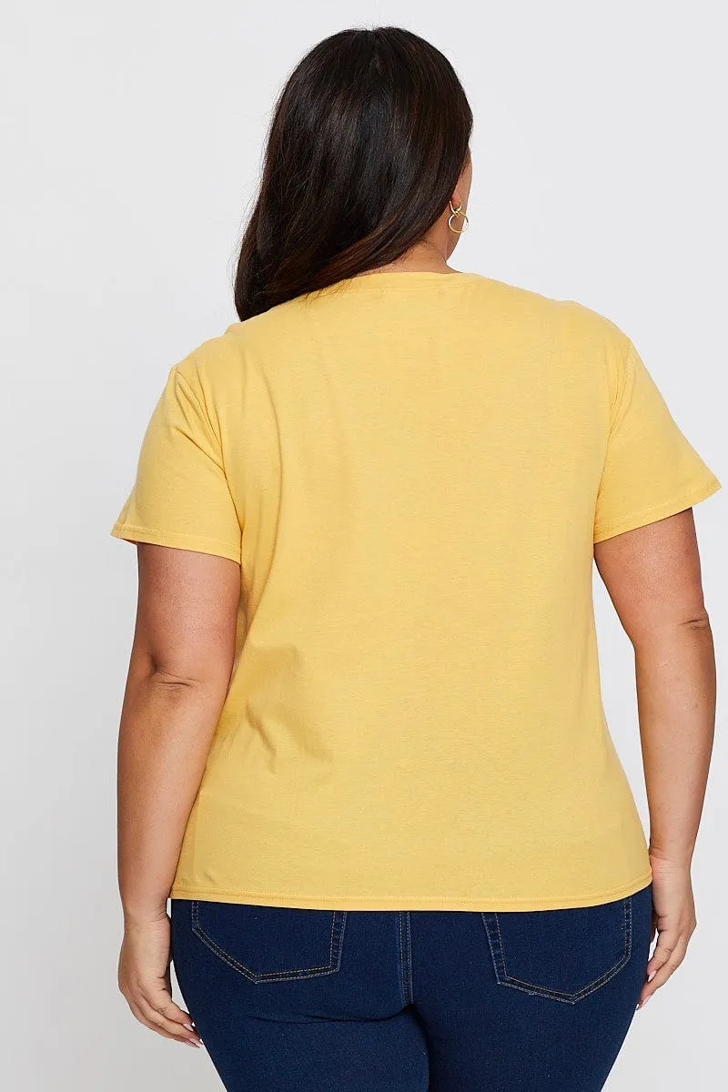Timeless Must-Have Yellow Graphic T-shirt Radiant Sun Short Sleeve Cotton
