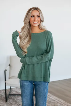 Breah Waffle Knit Top - Basil Turtleneck