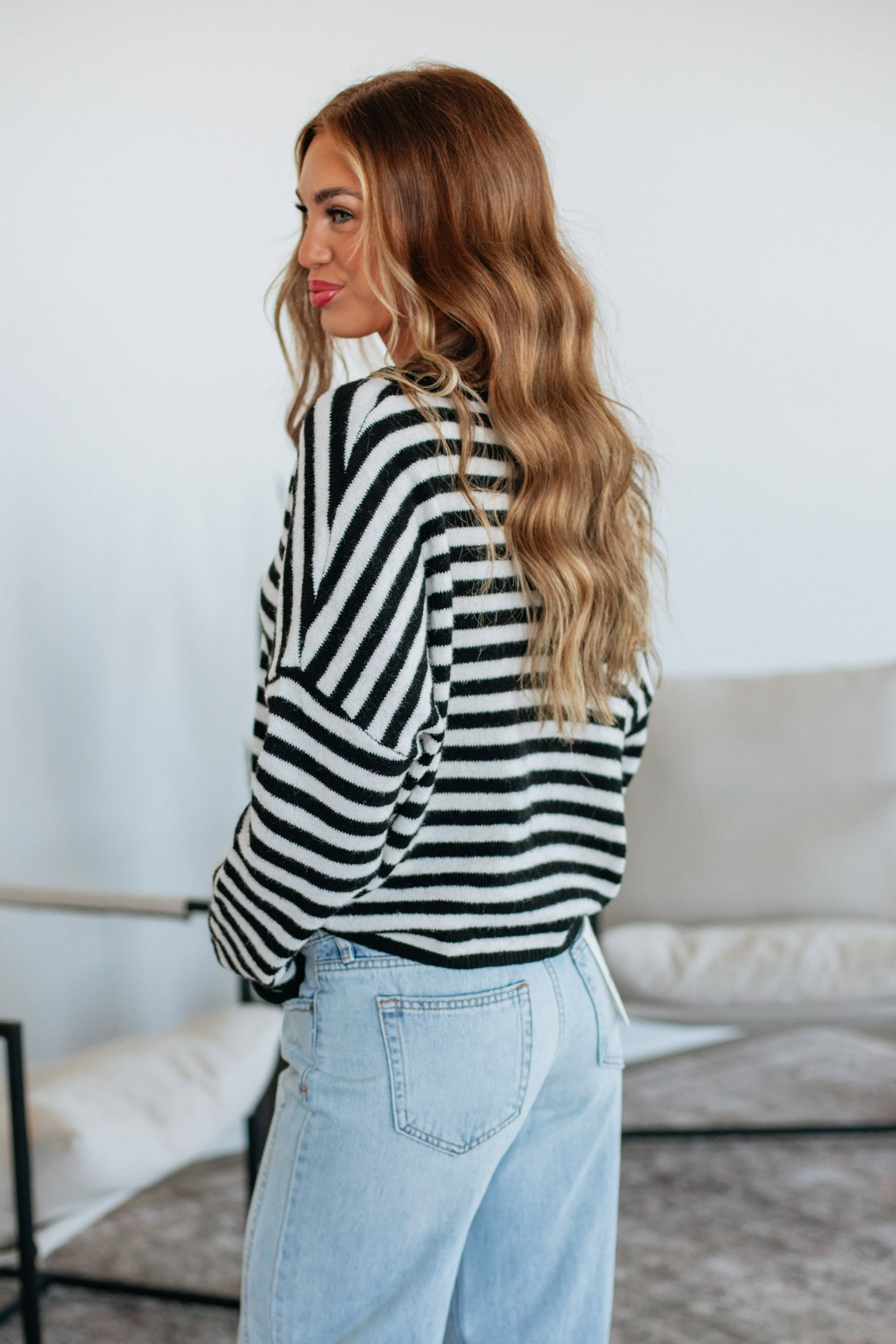 Brooke Striped Cardigan - Black Mix Simple Style